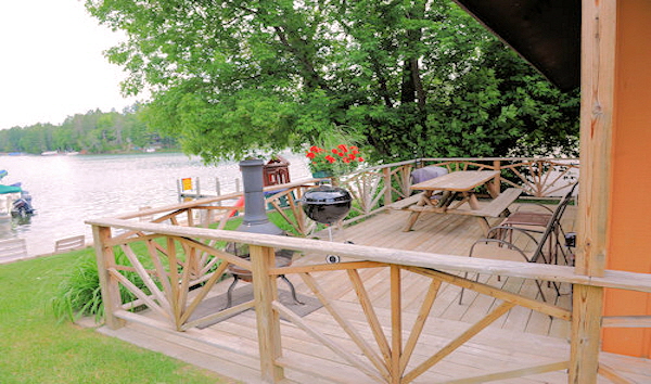 Lake Front Rental Cabin Six Front Deck